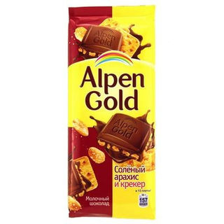 Шоколад Альпен Голд соленый арахис и крекер 90г